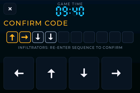 TACT Sequence mode: enter the arrow sequence