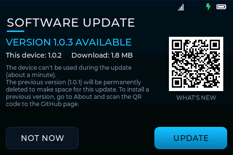 TACT update available screen